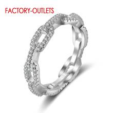 Authentic 925 Sterling Silver Interlock Finger Rings For Women Paved Small Crystal Christmas Statement Fine Jewelry 2024 - buy cheap