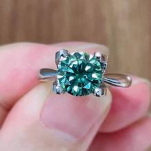 Anel de moissanite 2 quilates 8mm, cor azul verde, diamantes, ajustável, retamanho 925, prata para mulheres, presente de festa para meninas 2024 - compre barato