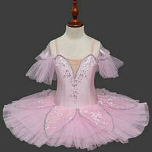 Meninas delicadas rendas ballet vestido palco desempenho traje para crianças rosa dancewear profissional swan lago tutu ballet traje 2024 - compre barato