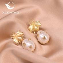 XlentAg Natural Freshwater Pearl Earrings For Women Baroque Pearl Drop Earings Wedding Gift Bee Funny Luxury Jewelry 2020 GE0665 2024 - buy cheap