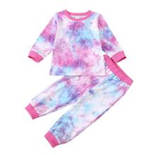 2020 New Spring  AutumnTie-dye Children Wear Set Toddler Baby Girls Long Sleeve T-shirt + Elastic Waist Trousers Boy Casual Suit 2024 - buy cheap