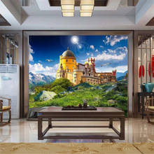 Wellyu papel de parede personalizado papier peint belo castelo villa paisagem pintura sala tv fundo da papier peint 2024 - compre barato