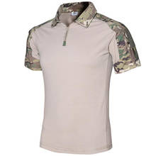Camuflagem masculina manga curta t-shirts militares táticas verão secagem rápida respirável esportes ao ar livre treinamento camo topos 2024 - compre barato