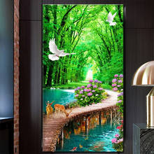 Diy 5d grande diamante mosaico cenário natural pintura diamante cachoeira cervos ponto cruz bordado completo broca casa arte yg2197 2024 - compre barato