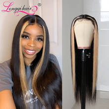 Прямые волосы Longqi TL27, парик на шнуровке с двойной U-образной частью, бразильский парик с прямыми T-образными деталями, предварительно выщипанный, хайлайтер, парик из человеческих волос 2024 - купить недорого