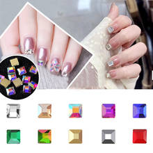 Nail Art Rhinestone Accessories Flat Square Crystal Glass 4mm6 Color Strass 3D Fashion Fingernail DIY Decoration 2024 - buy cheap
