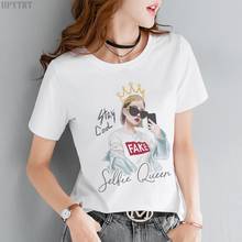 Camiseta estampada feminina, camiseta branca de verão com estampa de rainha e beleza sexy, roupa urbana harajuku 2024 - compre barato