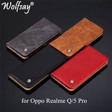 For Oppo Realme Q Case Triangle Pattern Flip Cover PU leather & Soft TPU Inside Case for Oppo Realme Q/Realme 5 Pro No Magnets 2024 - buy cheap