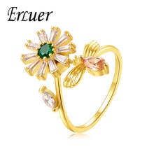 ERLUER Trendy rings for women Flower of life Open Finger gold plating wedding Cubic Zirconia Ring lover Gift fashion Jewelry 2024 - buy cheap