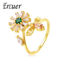 ERLUER Trendy rings for women Flower of life Open Finger gold plating wedding Cubic Zirconia Ring lover Gift fashion Jewelry 2024 - buy cheap