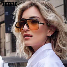 HBK New Vintage Square Sunglasses For Women Men Half Frame Oversized Luxury Brand Design Unisex Driving Eyewear UV400 2024 - buy cheap
