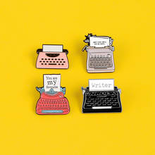 Broches de esmalte da máquina de escrever, broches favoritos para presentes, joias clássicas, bolsas de mochila, chapéu, alfinete de lapela 2024 - compre barato