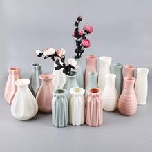 Vaso de flores estilo nórdico, mini vaso de plástico com imitação de cerâmica, vaso de flores para decoração de casa 2024 - compre barato