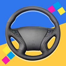 Trança automática na cobertura do volante para hyundai sonata 8 2011 2012 2013 2014 à mão-costurar enseadas de trança de carro interior do carro-estilo 2024 - compre barato