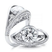 Huitan anel de presente de aniversário de luxo para a esposa/mãe/avó padrão étnico incrustado deslumbrante cz pedra anel de jóias feminino atacado 2024 - compre barato