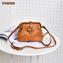 PNDME fashion genuine leather mini ladies shoulder bag natural first layer cowhide women's weekend party small messenger bag 2024 - buy cheap