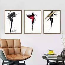 Nordic Black and White Abstract Dancing Girl Wall Art Canvas Paintings Abstract Prints Posters Pictures Living Room Home Decor 2024 - buy cheap
