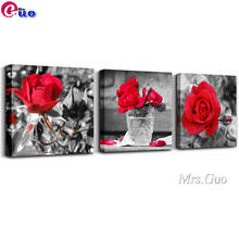 Black And White Red Rose Full Square Round Diamond Painting 5D Diamond Embroidery Mosaic Cross Stitch Triptych Home Decor Gift 2024 - buy cheap