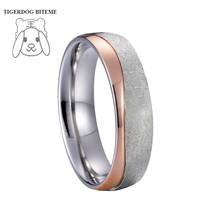 unique matte handmade stainless steel ring men 6mm alliances marriage wedding couple rings male bicolor rose gold filled 2024 - buy cheap