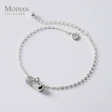 Modian New Pink Gray Crystal Light Beads 925 Sterling Silver Bracelet for Women Adjustable Size Bracelet Fine Jewelry Girl Gift 2024 - buy cheap