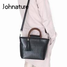 Johnature First Layer Cow Leather Women Bag 2022 New Vintage Large Capacity Shoulder Bags Fashion Genuine Leather Lady Handbag 2024 - buy cheap