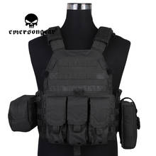 Emersongear Plate Carrier прыгающий тактический жилет с 3 карманами для страйкбола облегченная модульная система съемки боевой охоты дышащий жилет забавная сумка BK 2024 - купить недорого