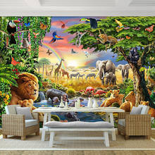 Papel de parede foto 3d animal floresta murais sala de estar quarto das crianças decoração 3d auto-adesivo à prova d' água adesivos de lona 2024 - compre barato