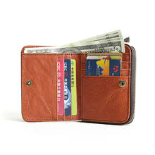 mens wallet leather genuine Solid Coin Pocket Zipper wallets luxury design small money bag Vintage card holders mini purse 2024 - купить недорого