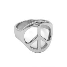 Fashion Peace Ring Stainless Steel Jewelry Classic Silver Color World Peace Sign Biker Men Women Rings Wholesale SWR0918A 2024 - buy cheap