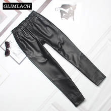 2019 New Real Leather Pants Women Elastic Waist Slim Genuine Lambskin Trousers Female Autumn Lady High Quality Harem Pencil Pant 2024 - buy cheap