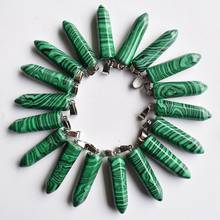 Wholesale 24pcs/lot  fashion good quality malachite stone hexagonal pillar charms pendants fit necklace making free shipping 2024 - buy cheap