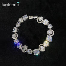 LUOTEEMI High Quality white gold-Color AAA White Cubic Zirconia Fashion Bracelet Bangles For Women Shining Luxury Bridal Jewelry 2024 - buy cheap