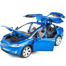 1:32 Diecast Toy Car Model Teslas-Model-X90 Metal Car With Sound And Light Open Door Pull Back Car Collection Kids Toys Boy Gift 2024 - buy cheap