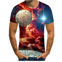 Camiseta con estampado 3D para hombre, camisa de manga corta con cuello redondo, ropa de calle a la moda, hermoso cielo estrellado, de verano, nueva, 2021 2024 - compra barato