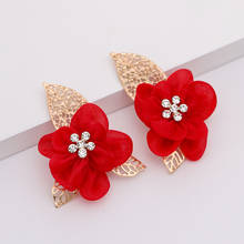 2 Pcs Red Flower Hairgrips Gold Leaves Hairbands For Wedding Handmade Rhinestone Bridal Hair Accessories Women Hair Clips Stick 2024 - buy cheap