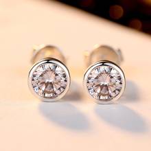 Silver Color Zircon Round Stud Earrings For Women Girls Accessories Hypoallergenic Pendientes eh1316 2024 - buy cheap