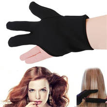 Черные термостойкие перчатки с тремя пальцами, выпрямитель для волос, завивка, парикмахерские перчатки с тремя пальцами, инструменты для укладки волос 2024 - купить недорого