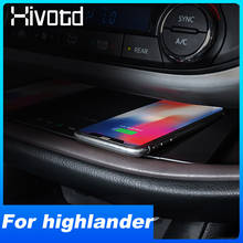 Hivotd-cargador inalámbrico QI, placa de soporte de carga de teléfono de 15W, accesorios interiores de modificación de coche para Toyota Highlander 2015-2019 2024 - compra barato