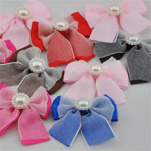 20pcs Grosgrain/organza ribbon bows with pearl wedding appliques Upick B85 2024 - buy cheap