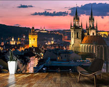 Papel de parede Prague architecture at night city building 3d wallpaper mural,living room tv wall bedroom wall papers home decor 2024 - buy cheap