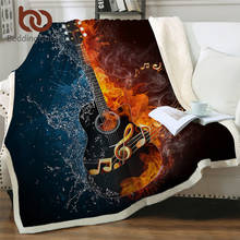 Одеяло BeddingOutlet из шерпы и огня, мягкое плюшевое пледовое одеяло для гитары, музыкальное тонкое покрывало для молодежи, постельное белье с 3D принтом 2024 - купить недорого