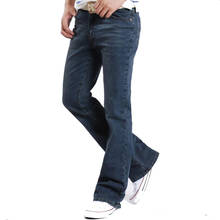 Calças de brim masculinas 2020 novo micro chifre jeans estiramento fino denim chifres calças de brim nostálgico azul jeans design clássico 2024 - compre barato