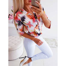 Nova moda das mulheres manga curta solta floral senhoras verão casual blusa camisa 2024 - compre barato