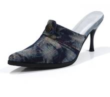 Zapatos de tacón alto para mujer, calzado de punta estrecha, Estilo Vintage, azul 2024 - compra barato