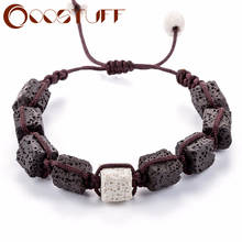 Piedra De Lava negro Pulseras Brazaletes Para Mujeres y Hombres Cuerda Elástica Natural Stone Beads Strand Pulseras Joyería Hecha A Mano 2024 - compra barato