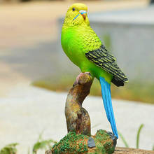 Bonito simulação papagaio estatuetas miniaturas adorável aves fadas jardim casa gramado resina artesanato decorações 2024 - compre barato