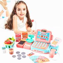 Brinquedo registradora de dinheiro, durável, brinquedo educacional com som de calculadora, microfone de música, para jogar dinheiro e alimentos 2024 - compre barato