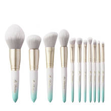 MyDestiny makeup brush-Ice White 11pcs synthetic hair cosmetic brushes set-foundation&blush&powder&face&eye-cosmetic tools&pens 2024 - buy cheap