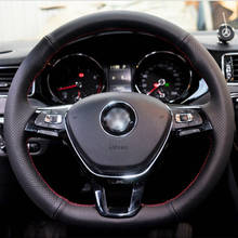 Чехол на рулевое колесо Кожаные чехлы на руль tecnologia швейная плетеная нить для Volkswagen Golf 7 Mk7 Polo Passat B8 2024 - купить недорого