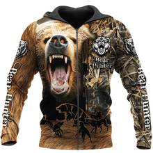 Sudadera con capucha para hombre y mujer, suéter con estampado 3D de camuflaje de oso de caza, moda Harajuku, ropa de calle informal, otoño 2024 - compra barato